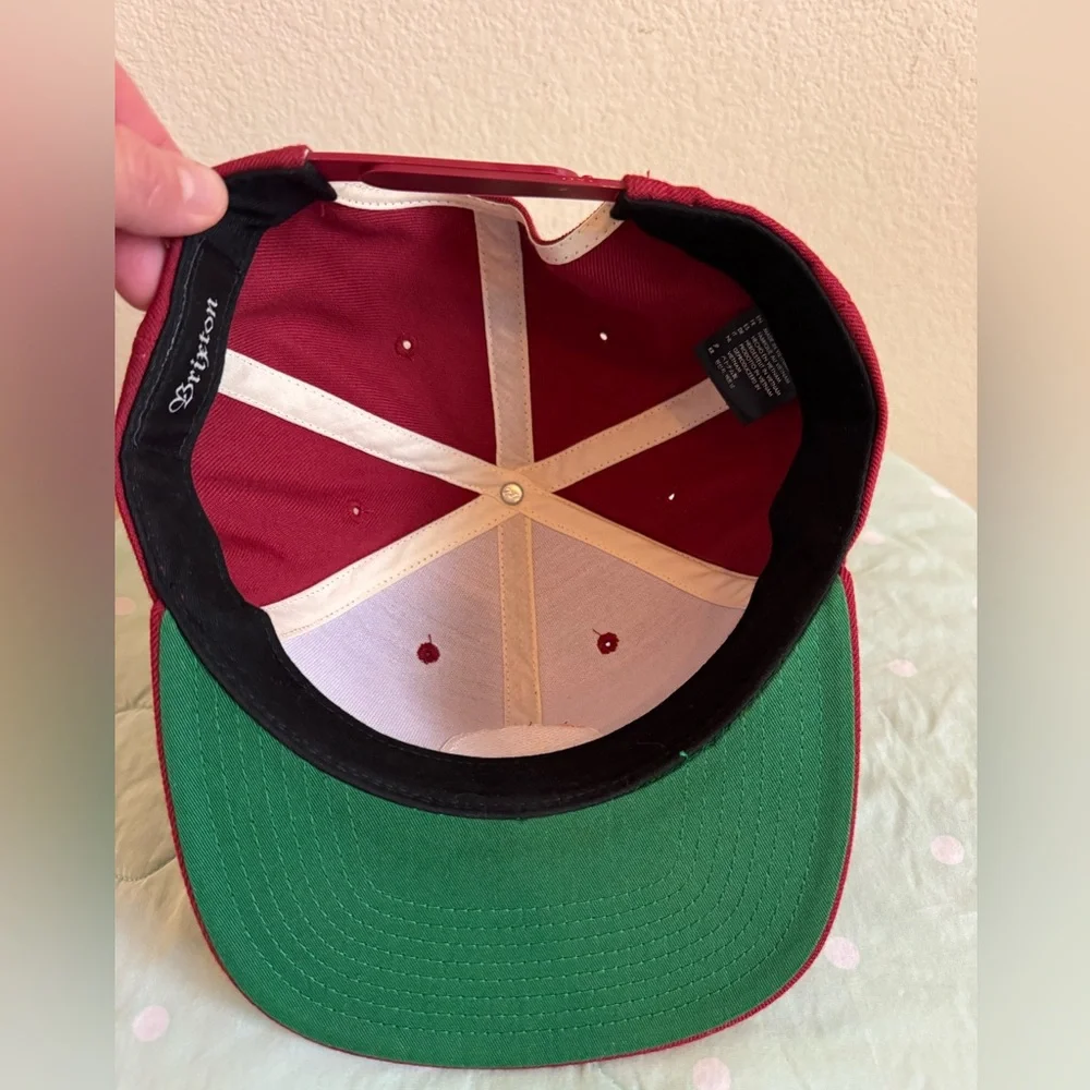 Brixton Men's Deep Red Hat with Logo Patch Snap Back